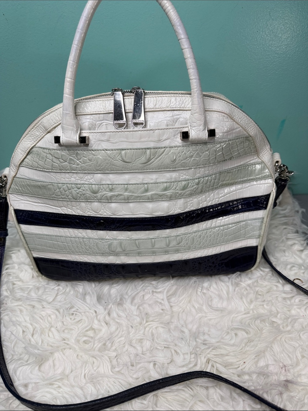 Brahmin Hudson Sea Glass Leather  Women's Satchel Bag